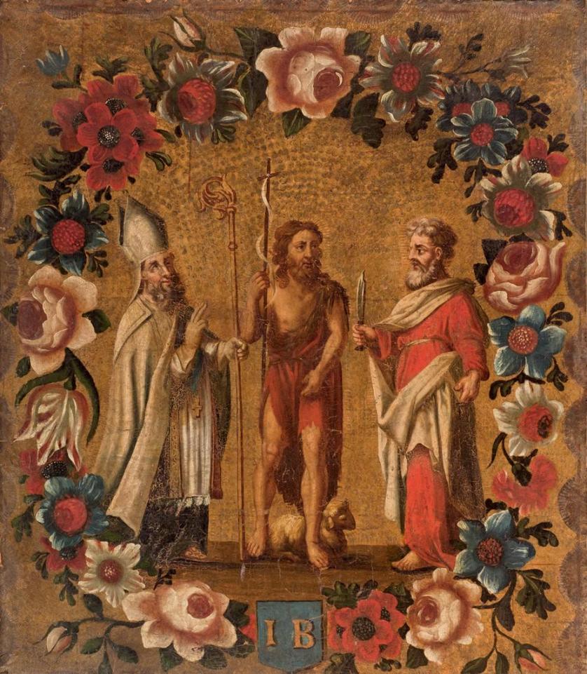 Escuela Española S. XVII. Cristo con dos Santos