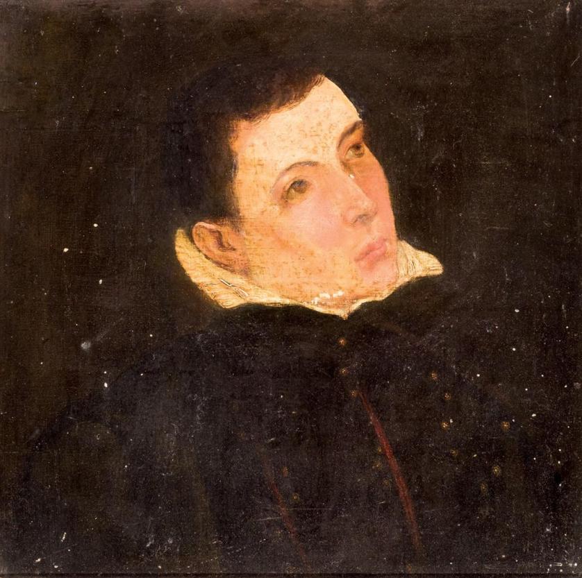 17th C. Spanish School. Young man portrait
