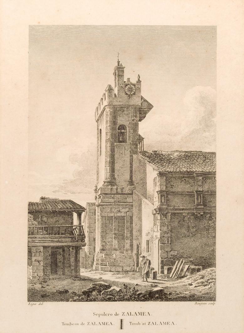 A pair of etching about architecture