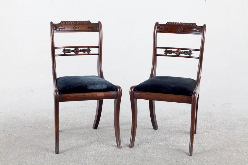 Pair of old Regency style chairs.