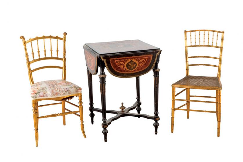 Tea table set and 6 chairs