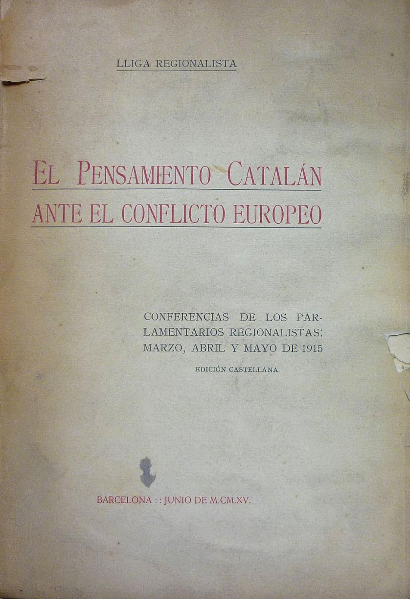 El pensamiento catalán ante el conflicto europeo