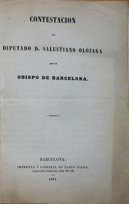 Contestación al diputado D. Salustiano Olózaga