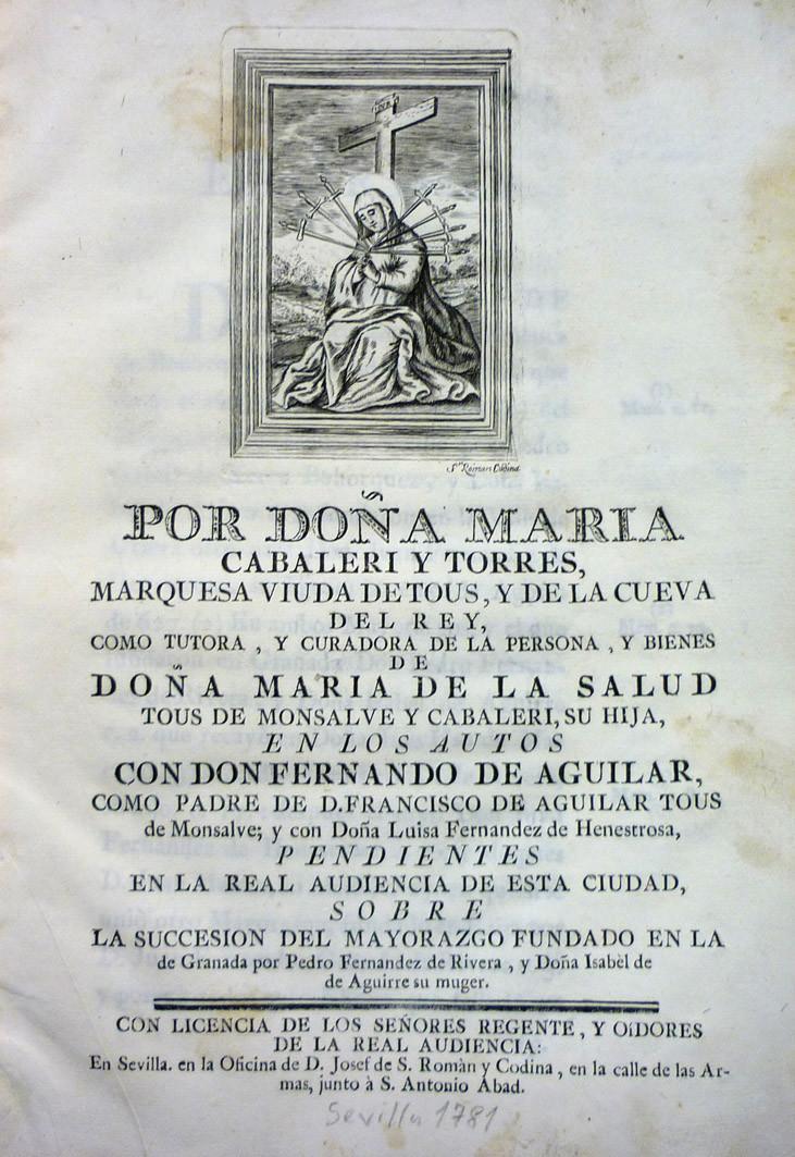 María Cabaleri y Torres, Dowager Marchioness of Tous