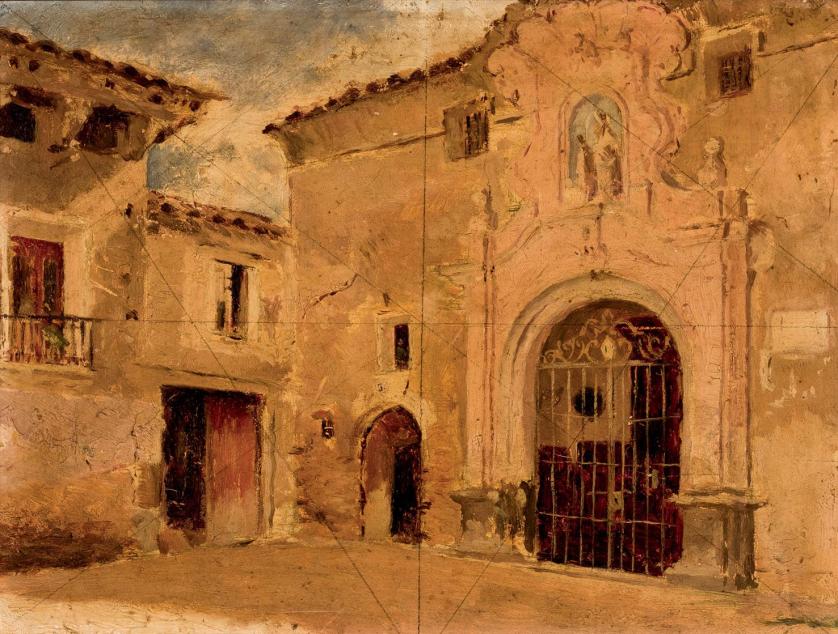 Escuela Española S. XIX. Fachada de la iglesia