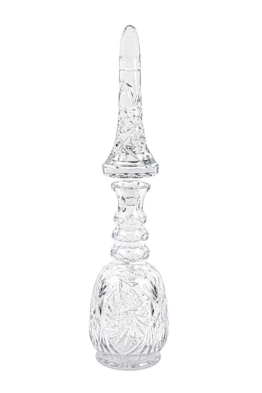 Gran botella de cristal tallado. España. S. XX.