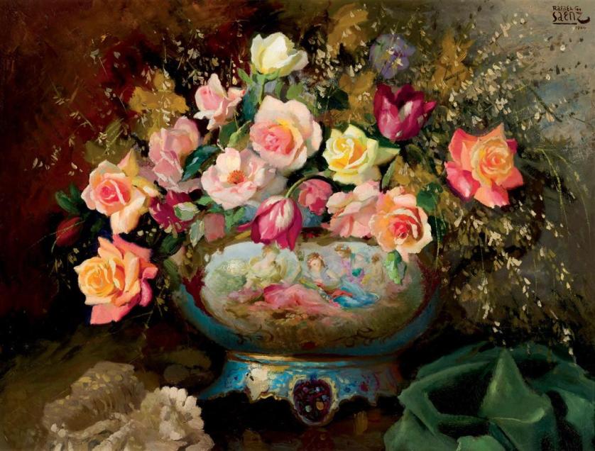 Rafael Gonzalez Saenz. Still life with roses
