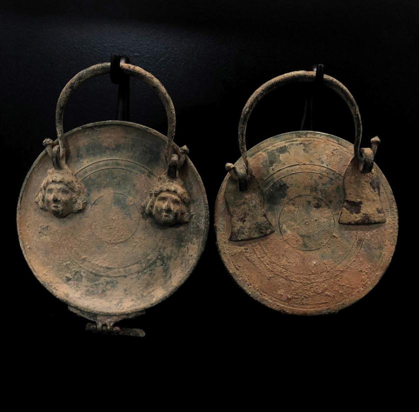 Espejo romano de bronce, 100-300 d.C