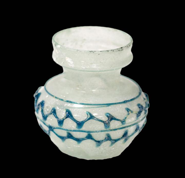 Vasija romana de vidrio translúcido, 300 d.C
