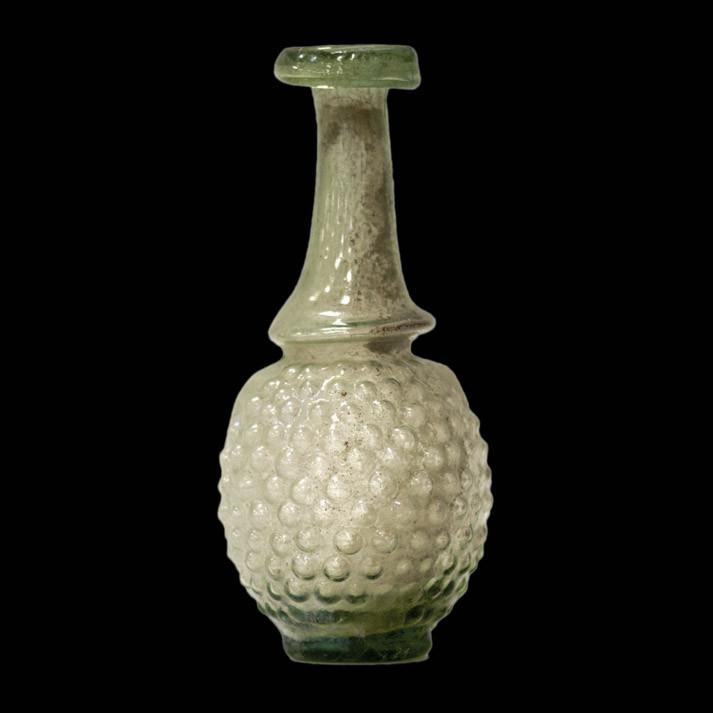 Vaso de uvas romano de vidrio verdoso, 300 d.C