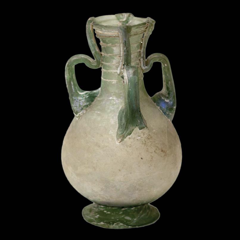 Ánfora romana de vidrio verde, 300 d.C
