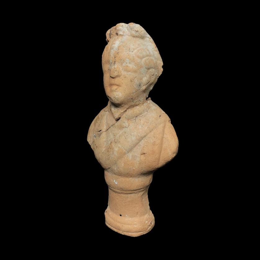 Busto romano de terracota de un joven emperador