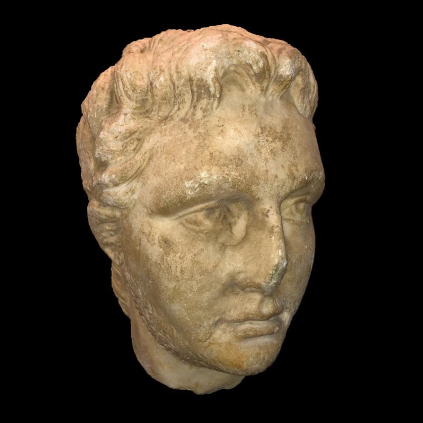 Cabeza de mármol romana de joven, 300 d.C