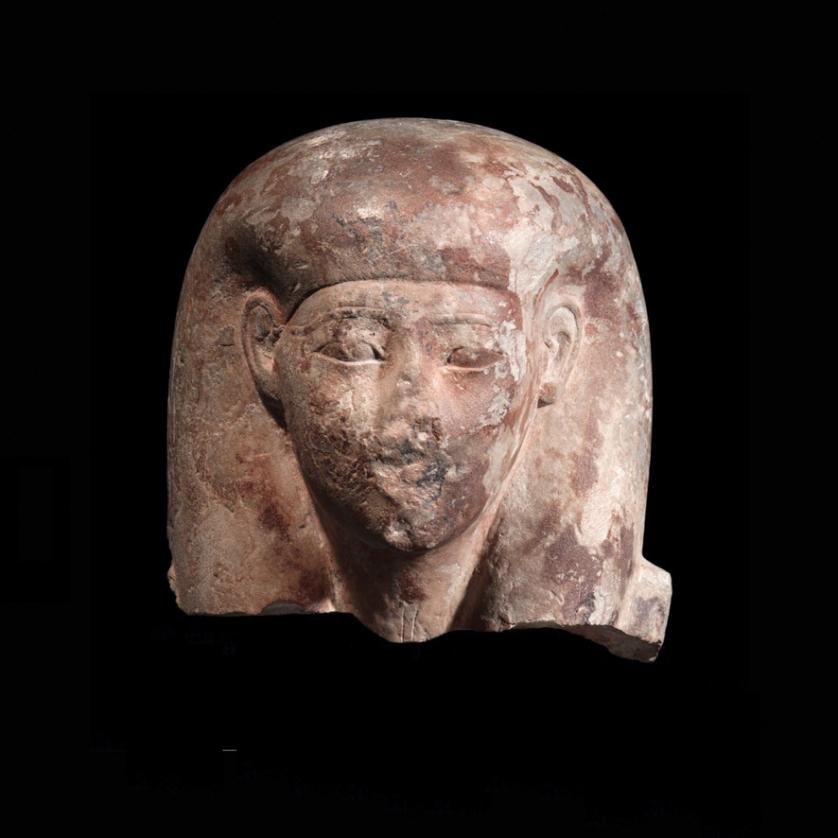 Cabeza egipcia de piedra caliza, 600 a.C