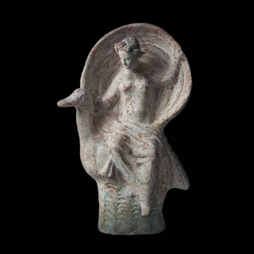 Escultura griega de cerámica de Leda