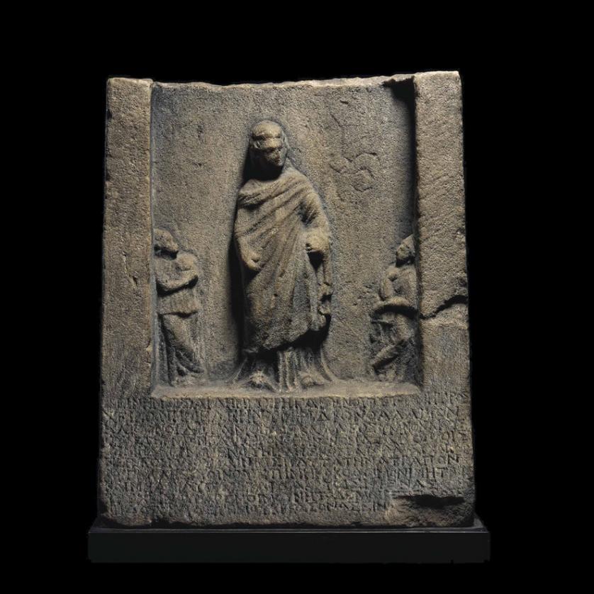 Estela funeraria griega de mármol, 100 a.C.