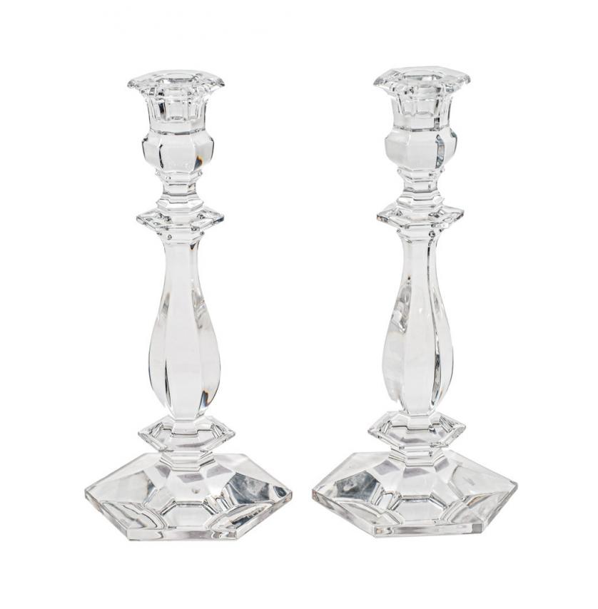Pair of candlesticks in glass