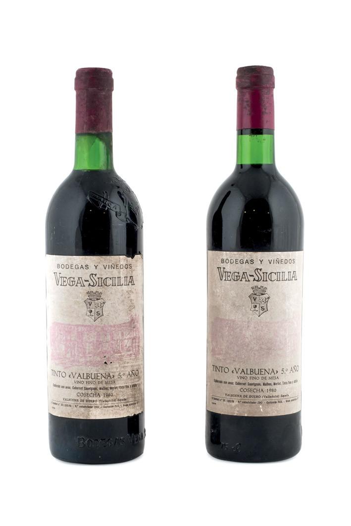 Two bottles Vega Sicilia Valbuena 5th 1980