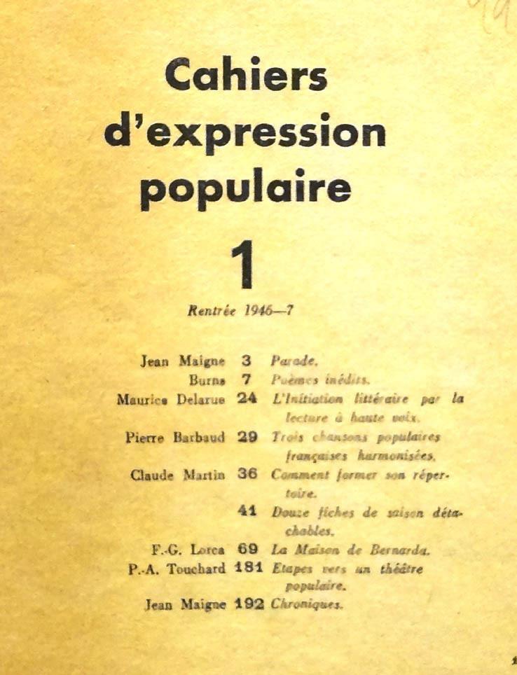 Cahiers d´expression populaire 1