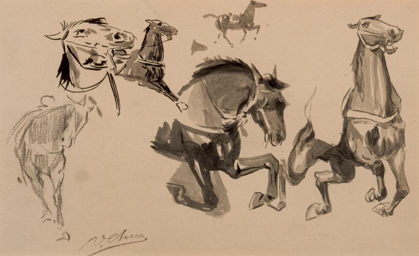 Ulpiano Checa Sanz. Bocetos de caballos
