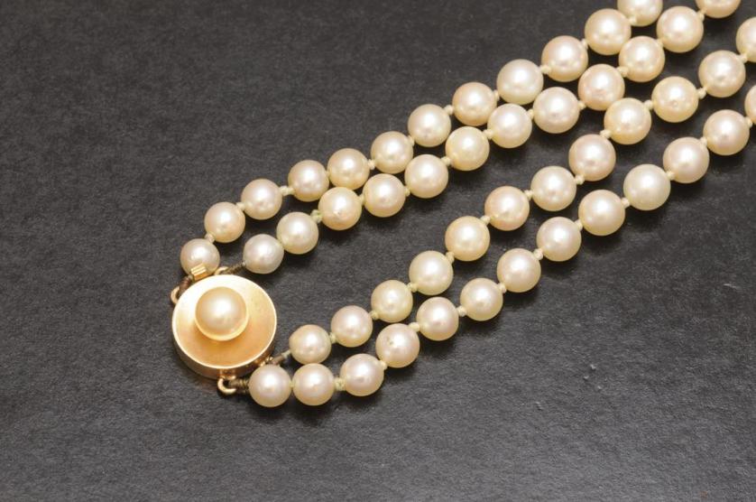 Two pearl and gold clasp