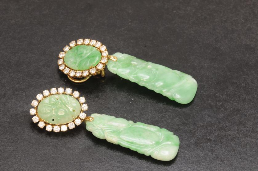 Jade and diamond earrings