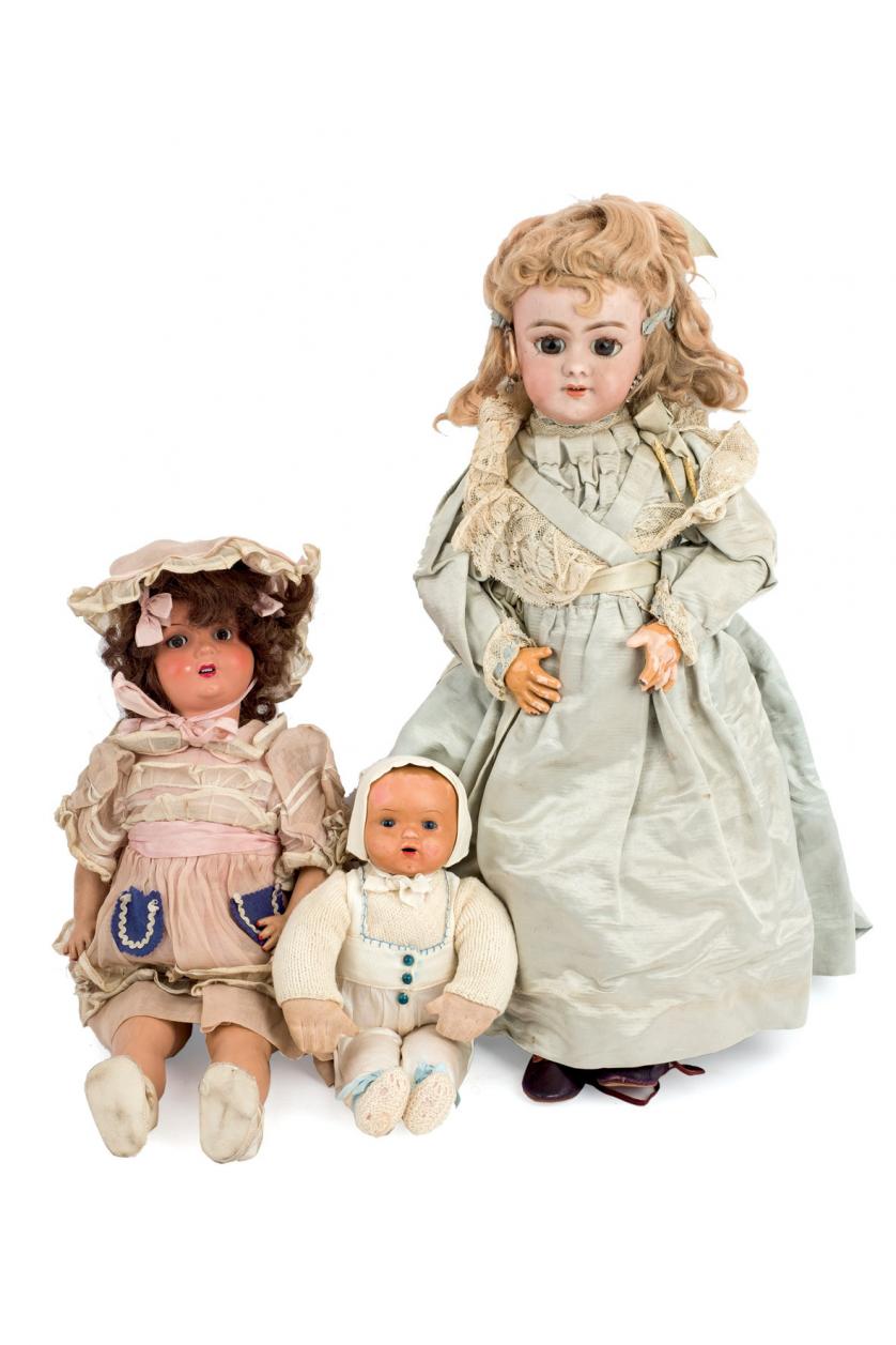 3 muñecas antiguas. Francia y Alemania. C. 1900