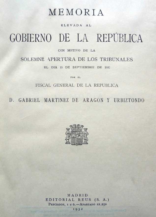 Martínez. Memoria elevada al Gob. de la República