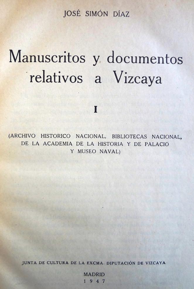 Simón. Manuscritos de Vizcaya