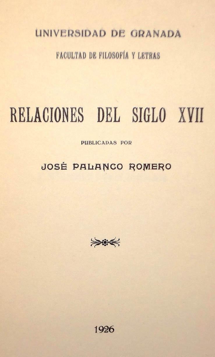 PALA NCO ROMERO Relations of the 17th century