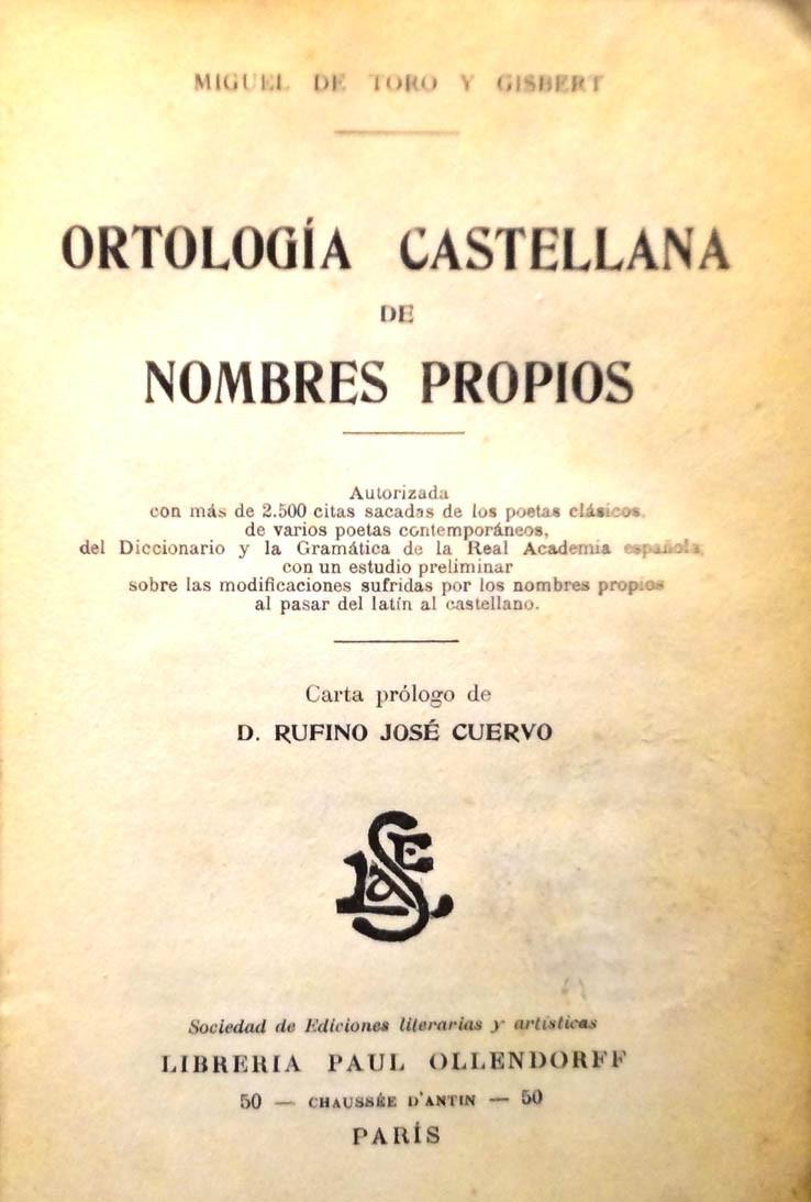 TORO Ortología castellana de nombres propios