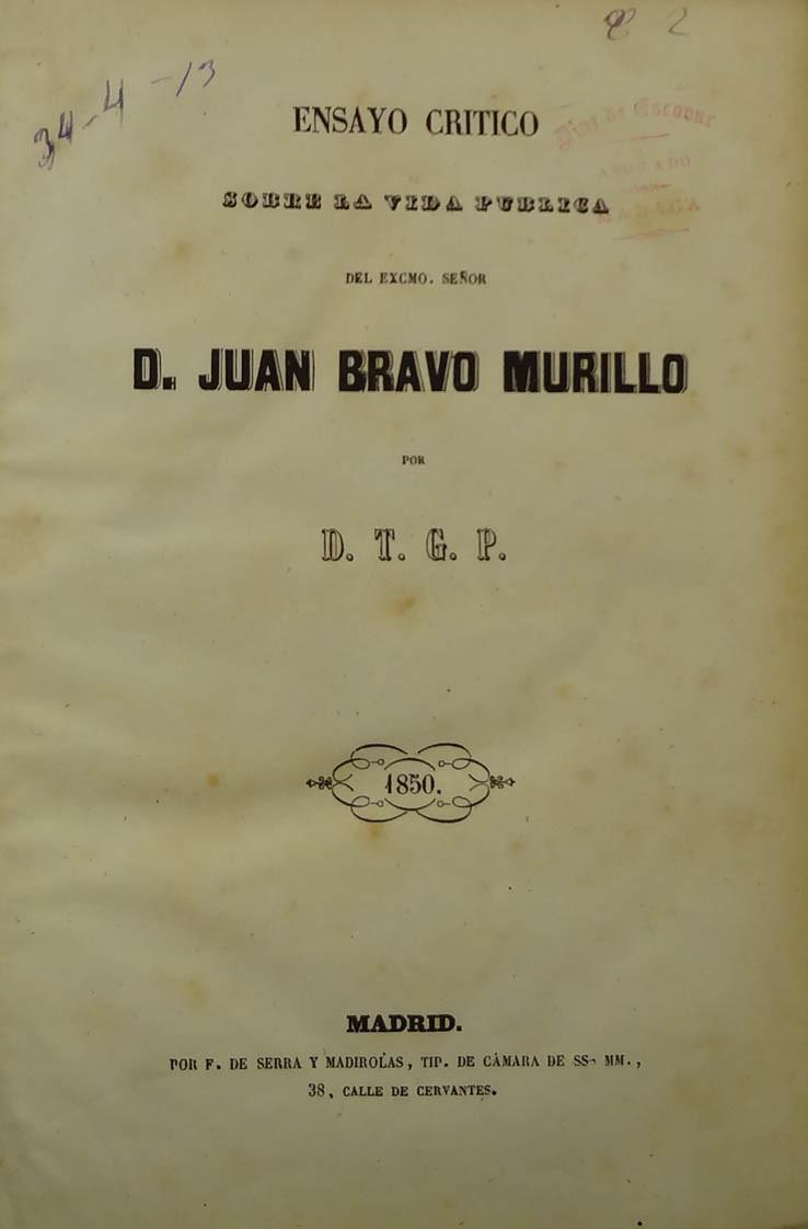 Ensayo crítico vida pública de D. Bravo Murillo