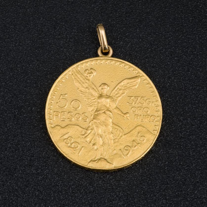 Colgante de oro 50 pesos mexicanos