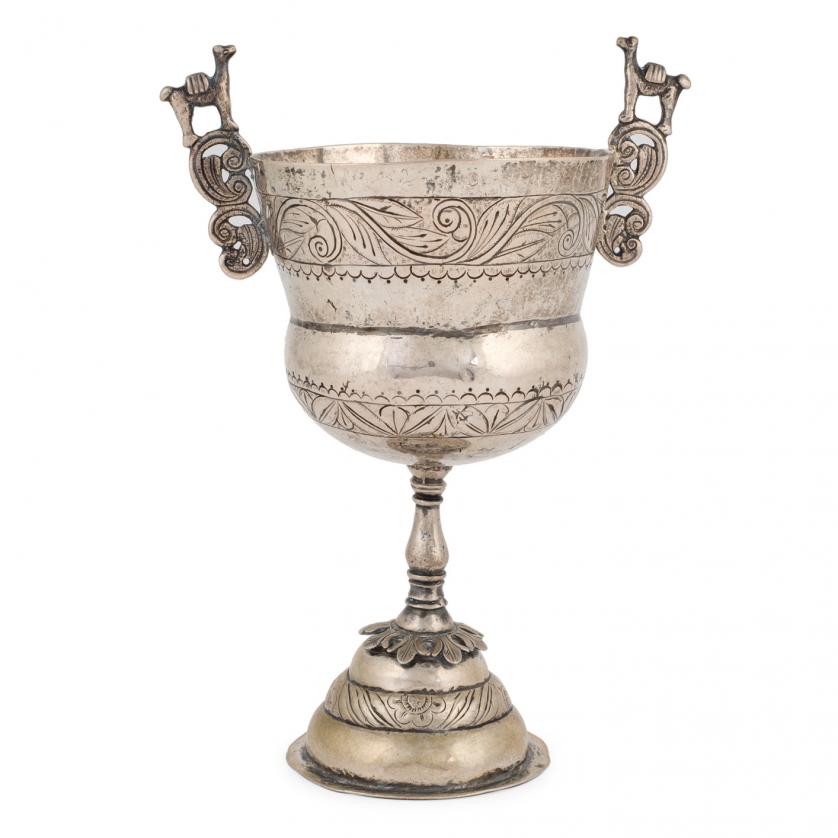 Viceroyalty of Peru silver chalice. 18th Century.