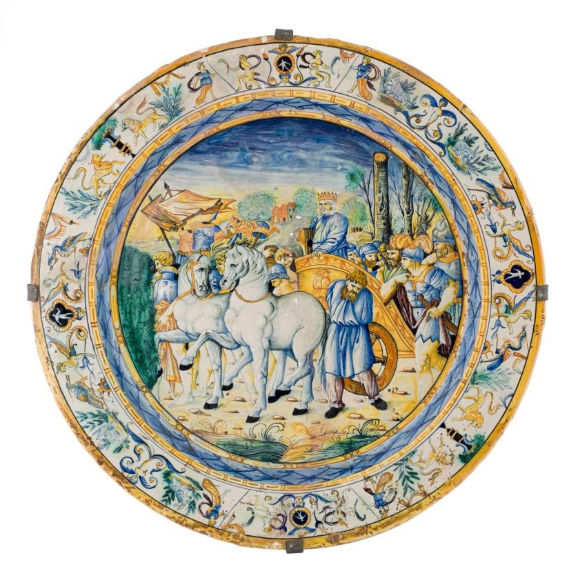 Plato de cerámica italiano de Urbino. S. XIX