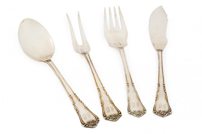 A silver cutlery twelve services. 20th C.