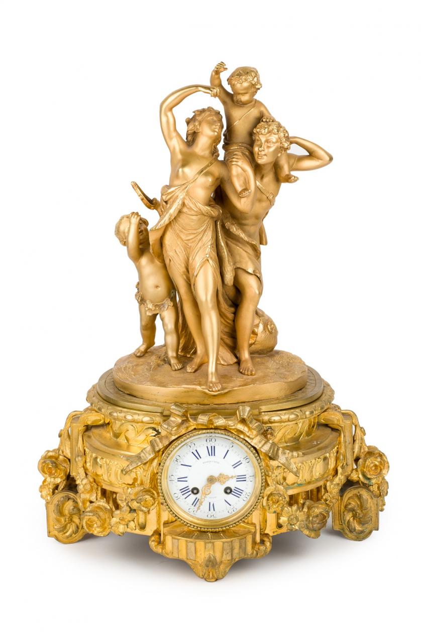 A French Louis XVI ormolu mantel clock. 19th c.